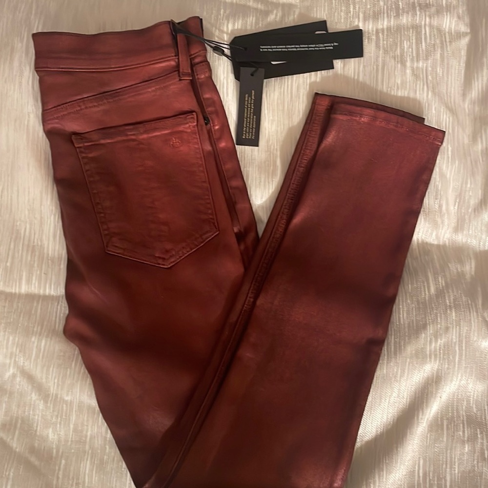 burgundy, coated, rag and bone skinny leg jeans size 28 new wit tags